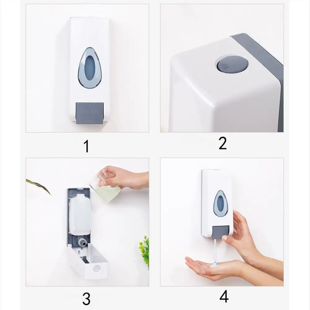 600ml Liquid Soap Dispenser Press Type Refillable Manual Lotion Bottle Wall Mounted No Punching Liquid Storage Container