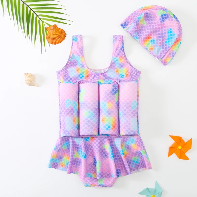 Buoyancy Swimsuit Girl One Piece Suit 2-7 Year Children Floating Swimwear Baby Toddler Infant Swimming Suit