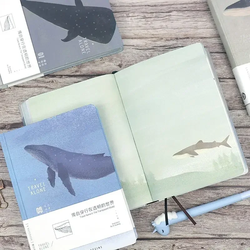 new A5 Whale Diary Personalized Creative Color Page Illustration Cute Notebook Student Manual Ledger Notepad Notebooks