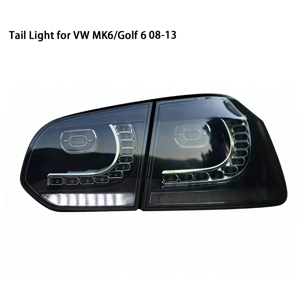 

12V 3000 Lumens 3000K LED Tail Lights Assembly for Volkswagen Golf 6 MK6 2008-2013 Clear Lens ABS Red Plug+Play 1 Year
