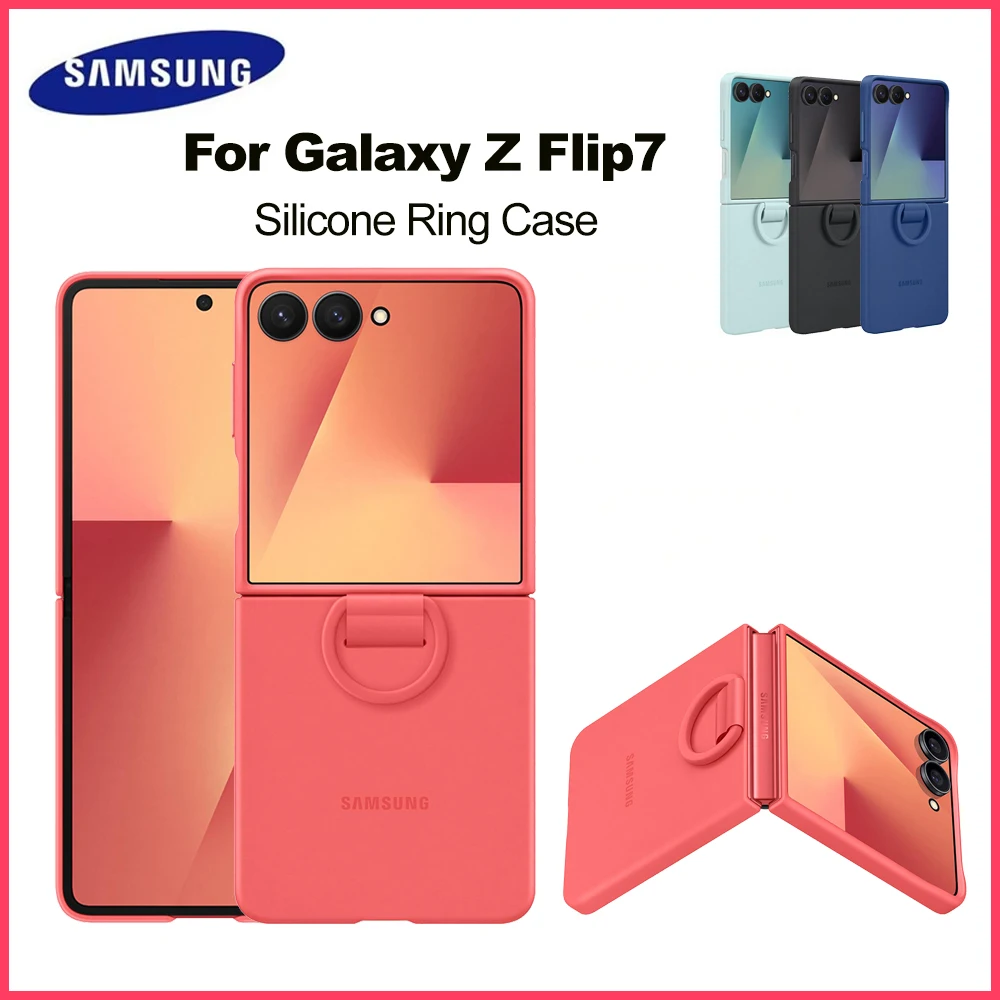 

Original Samsung Galaxy Z Flip7 Silicone Ring Case for Galaxy Z Flip 7 with Ring Silicone Protective Case Shockproof EF-PF766