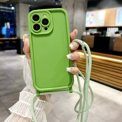 Phone Case For iPhone 17 16E 16 15 14 13 12 11 Pro Max XS X XR Plus SE 2022 Crossbody Adjustable Lanyard Strap Rope Soft Cover