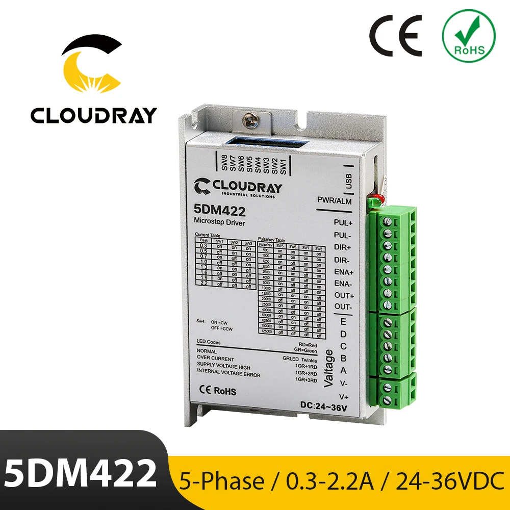 Cloudray 5DM422 Nema 17 5-fazowy sterownik silnika krokowego 24-36VDC 0,5-2,2A dla 5-fazowego silnika krokowego maszyna do cięcia laserowego