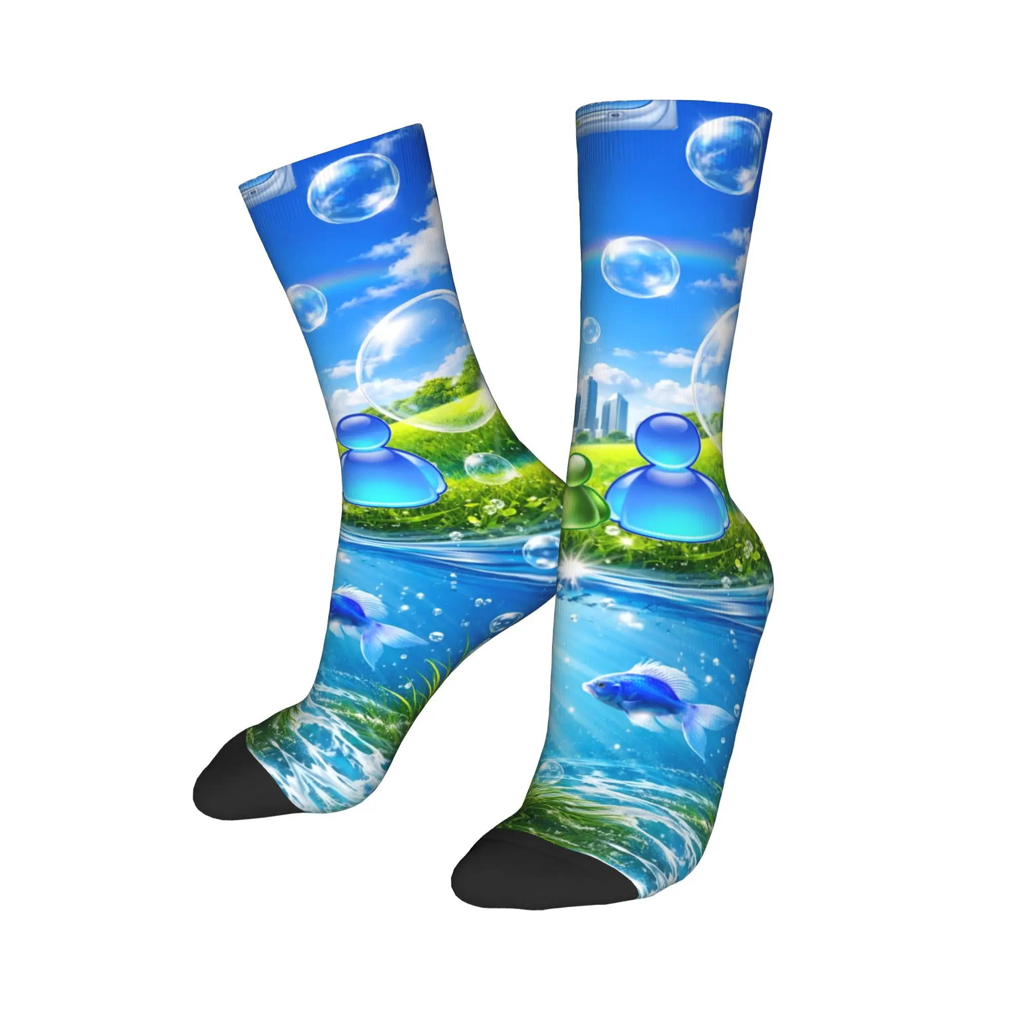 Autumn Winter Hip-hop Unisex Frutiger Aero   Socks Dolphin Fish Breathable Basketball Socks