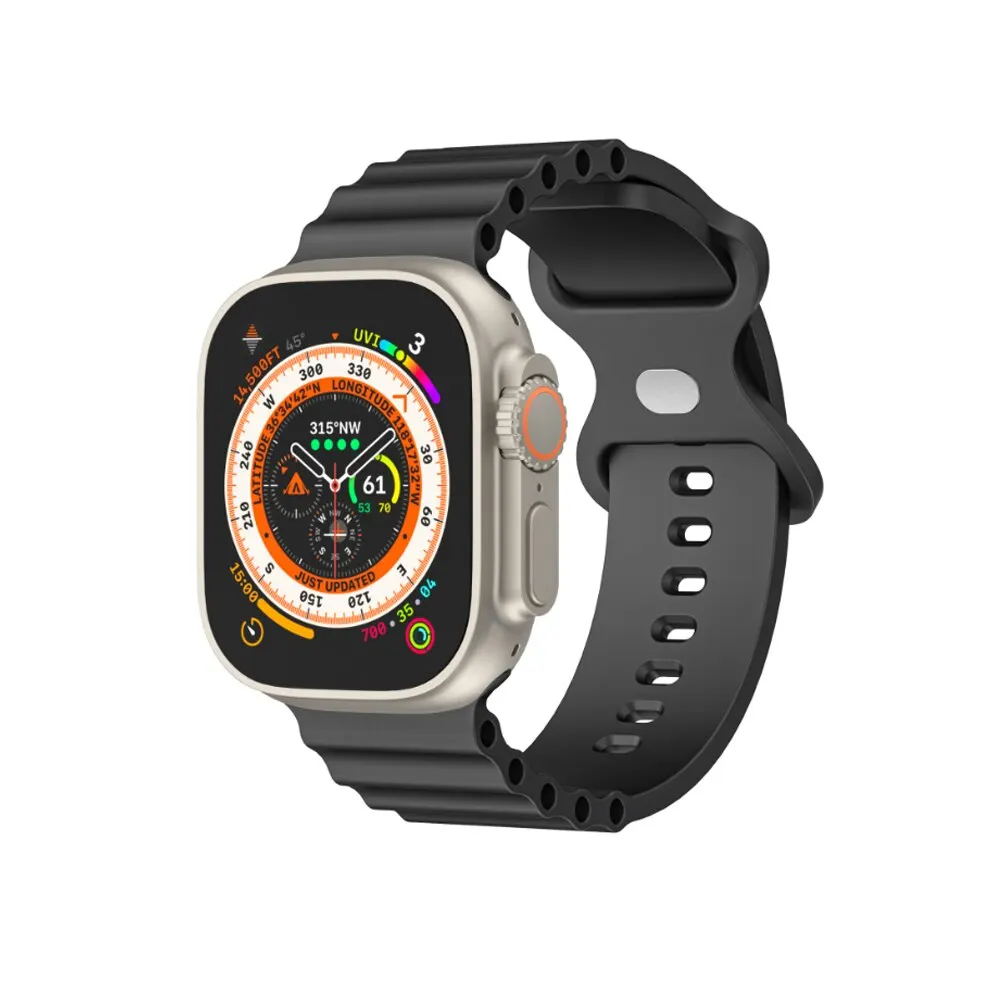 Ocean Silikonarmband für Apple Watch Ultra 3 2 1 49mm Atmungsaktives Armband Serie 9 8 7 6 5 4 SE 45mm 44mm 42mm Armbänder – Detail 6