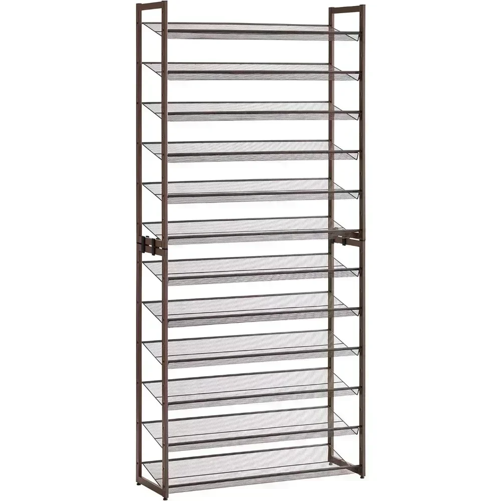 Shoe Rack, 12-Tier Tall Metal Shoe Storage Organizer for Closet, Entryway, Garage, Set of 2 6-Tier Big Stackable Shoes Rack