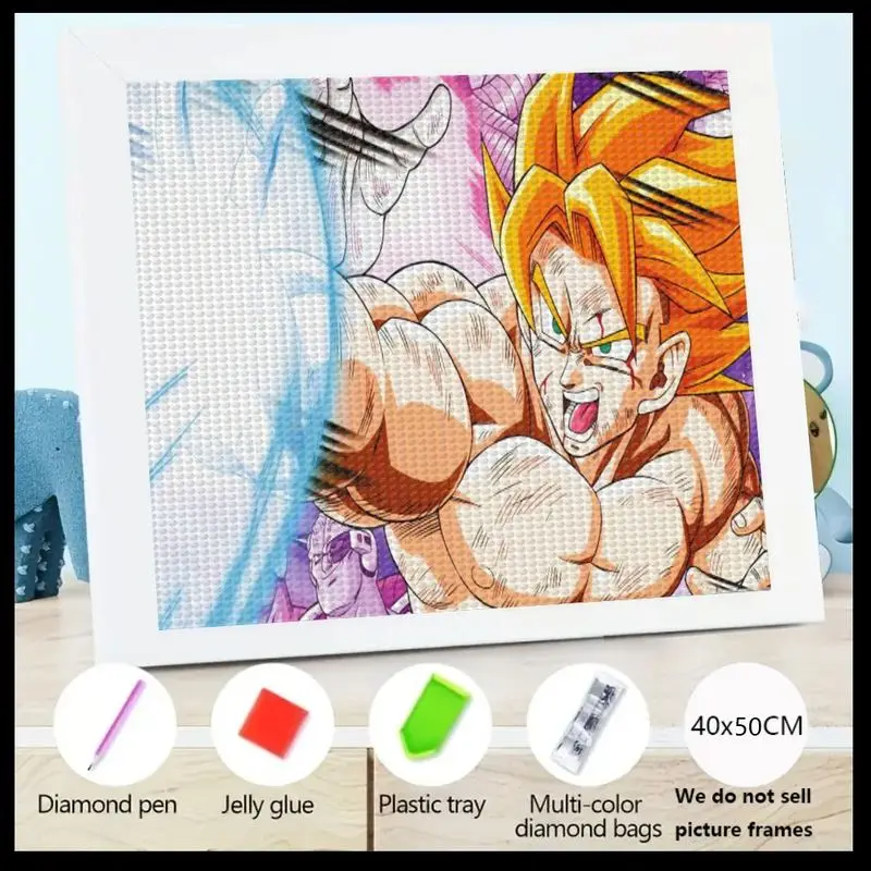 

1 шт. Dragon Ball Z Goku Super Saiyan 5D DIY Полный дрель Набор для алмазной живописи, Epic Anime Manga Hero Art Craft Set для взрослых и детей