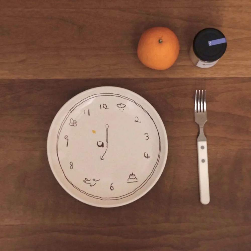 Hand Drawn Clock Pattern Ceramic Plate Cartoon Dinner Plate Creative Dessert Snack Serving Plate Home Kitchen Tableware