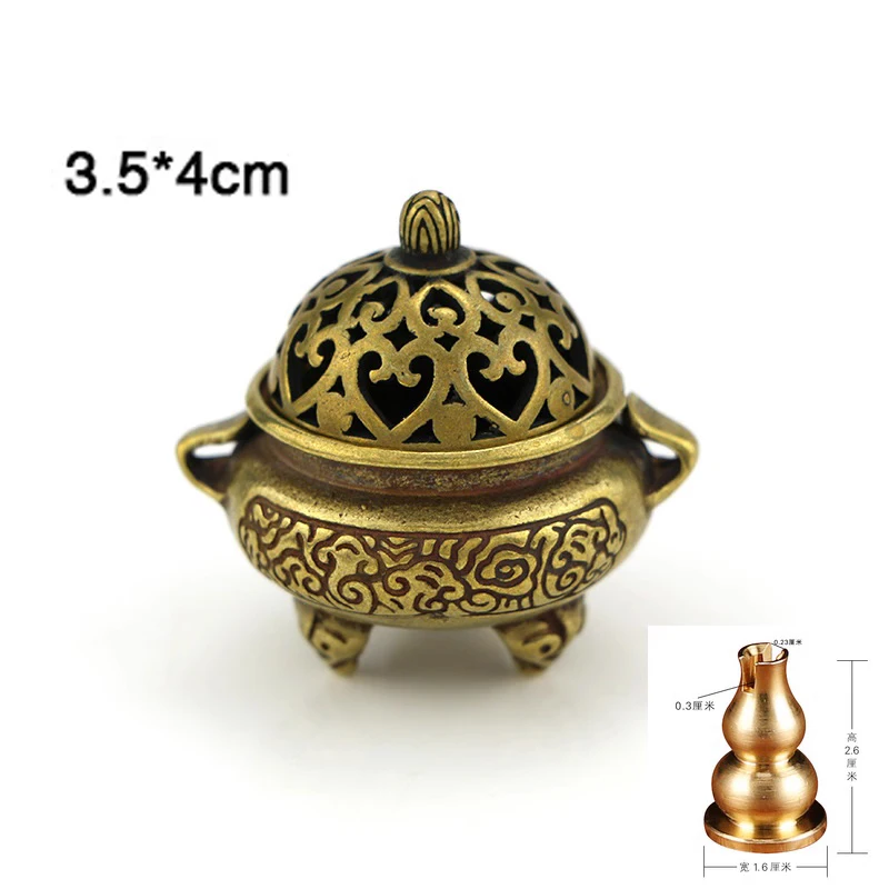 Creative Mini Aromatherapy Furnace, Home Indoor Zen Tea Ceremony Decor, Chinese Metal three legs Shape Small Incense Burner, 1Pc