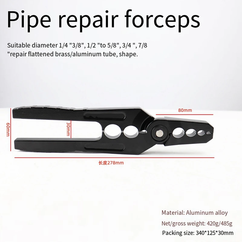 CT-301 Pinza per modellare tubi di rame Pinza per riparazione tubi metallici Pinza per riparazione tubi a bocca tonda