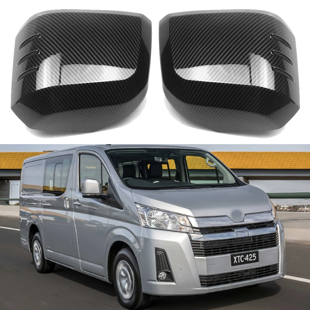 Car Styling Accessories Rearview Mirror Cover Trim Exterior Decorations For Toyota HiAce Granvia 2019 2020 Carbon Fiber Style