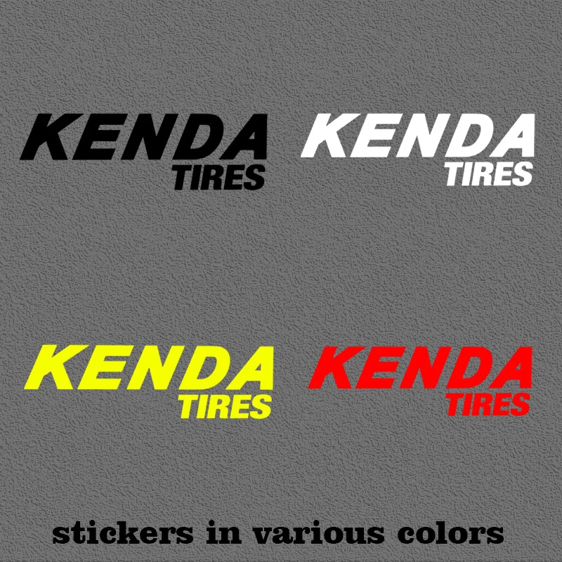 

2D плоские наклейки, разноцветные наклейки KENDA TIRES, простой шрифт подчеркивает изображение профессиональных шин, прозрачный винил.