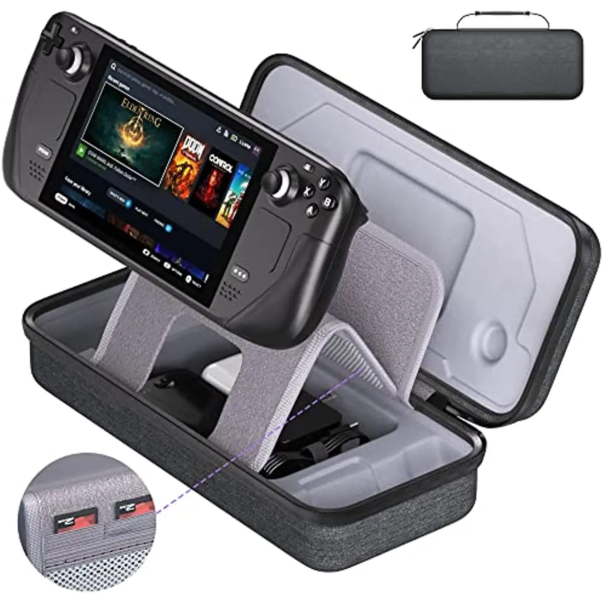 

Carrying Case for Steam Deck, Portable Hard Shell Travel Case for Steam Deck Console Comes with a Soft Lining, SD Card Pockets