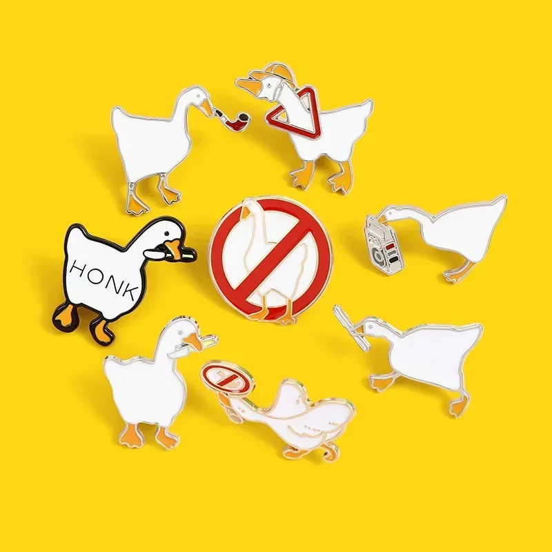 8PCs Creative Personalised Cartoon Animal Jewelry Brooch Cute Duck Clothing Accessories Brooches Badge Gift