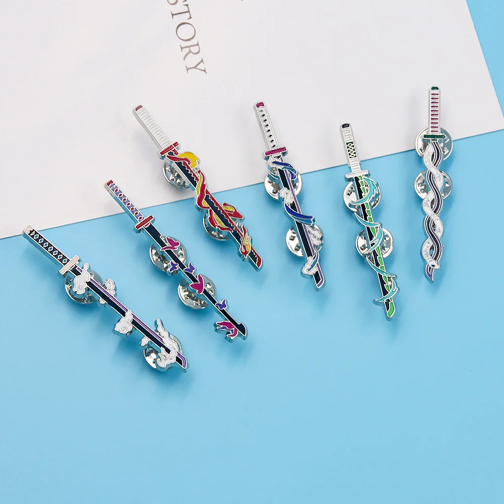 Anime Ghost Kill Team Sword Enamel Brooch Cute Metal Clothing Pin Backpack Badge Fashionable Jewelry Accessories Gift For Friend image 6