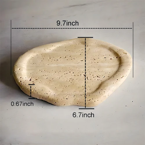 صينية رخام للمجوهرات والطعام والعناصر اليومية، منحوتة حجرية غير منتظمة، مناسبة لصينية تخزين ديكور المنزل وخزانة الزينة