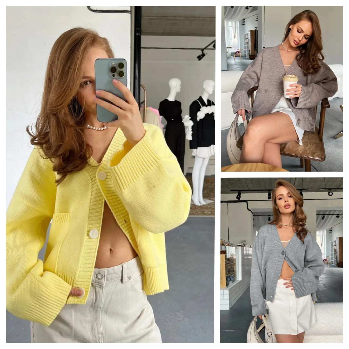 

Yellow Single Breasted Kntted Cardigans Women Fashion Solid Single Breasted Long Sleeve Female Knitted Coat Autumn Lady Sweater