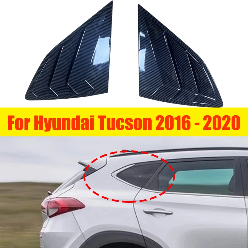 

For Hyundai Tucson 2016-2020 2Pcs Car Rear Window Side Vent Shutter Louver Cover Trim Black Carbon Fiber Exterior Accessories