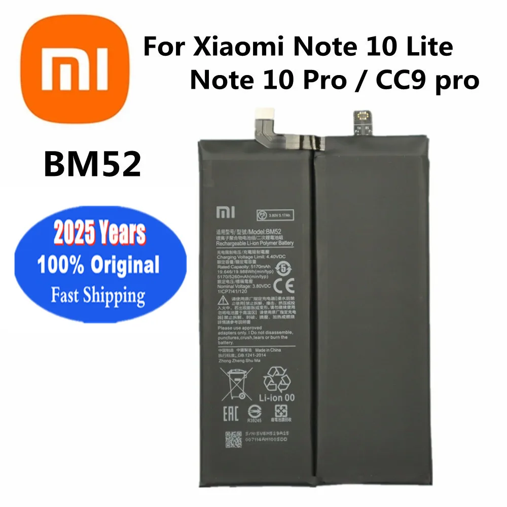 2025 Years New BM52 Original Battery For Xiaomi Mi CC9Pro CC9 pro / Mi Note 10 Lite 10Lite / Mi Note 10 Pro 10Pro Phone Battery