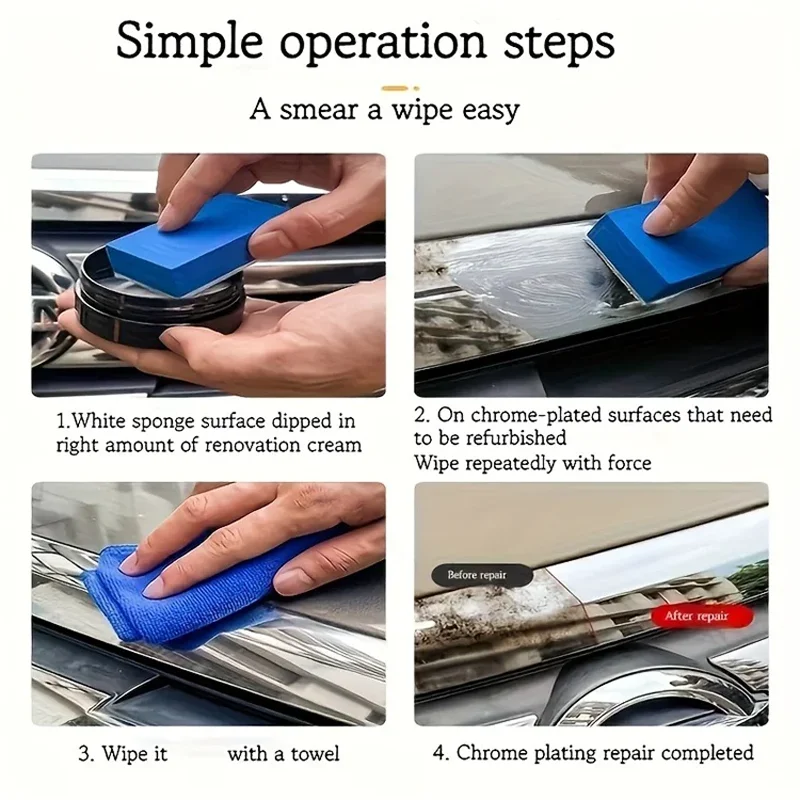 Pasta de polimento de metal automático, cromo/inox/alumínio, oxidação e removedor de ferrugem, brilho espelhado, cuidados com detalhamento não corrosivo