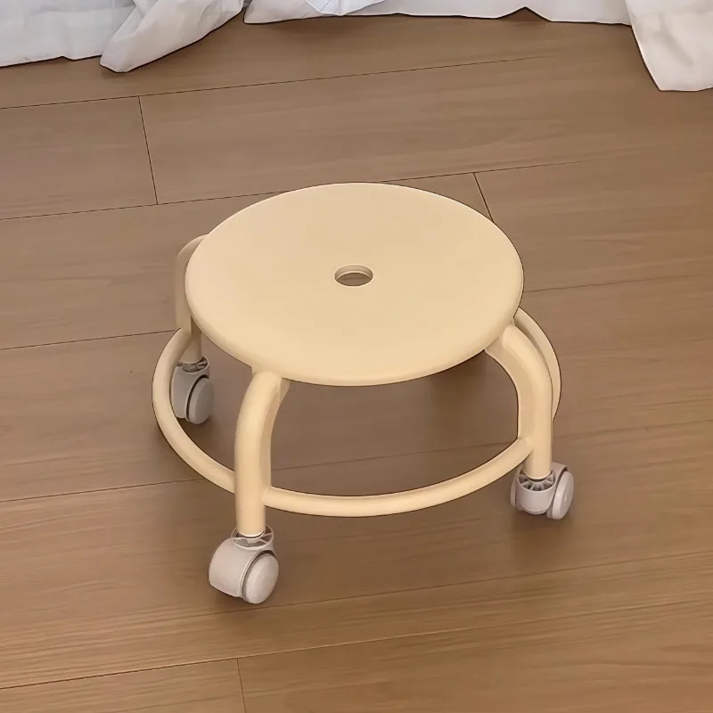 

Universal pulley low stool household small round stool strong and durable pulley mobile children's modern and simple