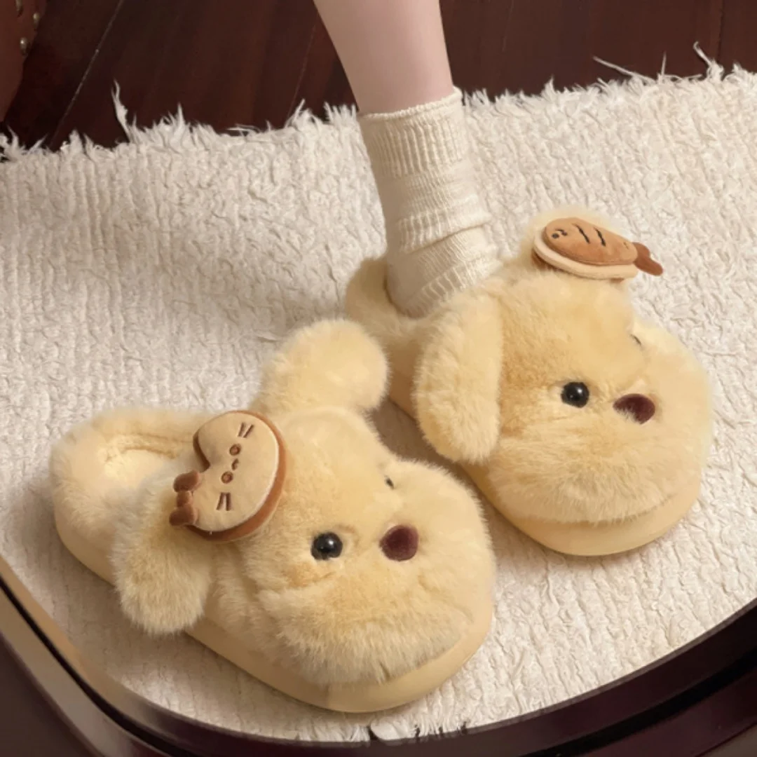 

Dog House Fuzzy Slipper Women Fluffy Winter Warm Fur Plush Indoor Lazy Thermal Furry Home Shoe Flat Ladies Puppy Slide Cute