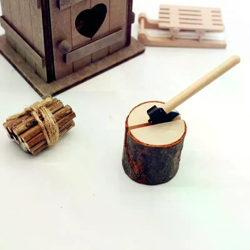 1/3Pcs New Fashion 1:12 Dollhouse Simulation Miniature Field Chicken Nest Axe Woodcutting Countryside Toilet Decoration
