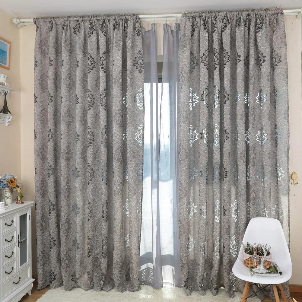 1 pc napearl estilo europeu jacquard cortina tecidos para janela varanda sala de estar cinza tratamentos todos os jogos