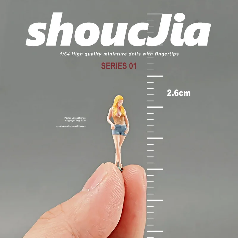 1/64 Scale Resin 3D Printing Miniature Long Haired Blonde Beauty Doll Model Figure Accessory Photography Props Display Fans #4