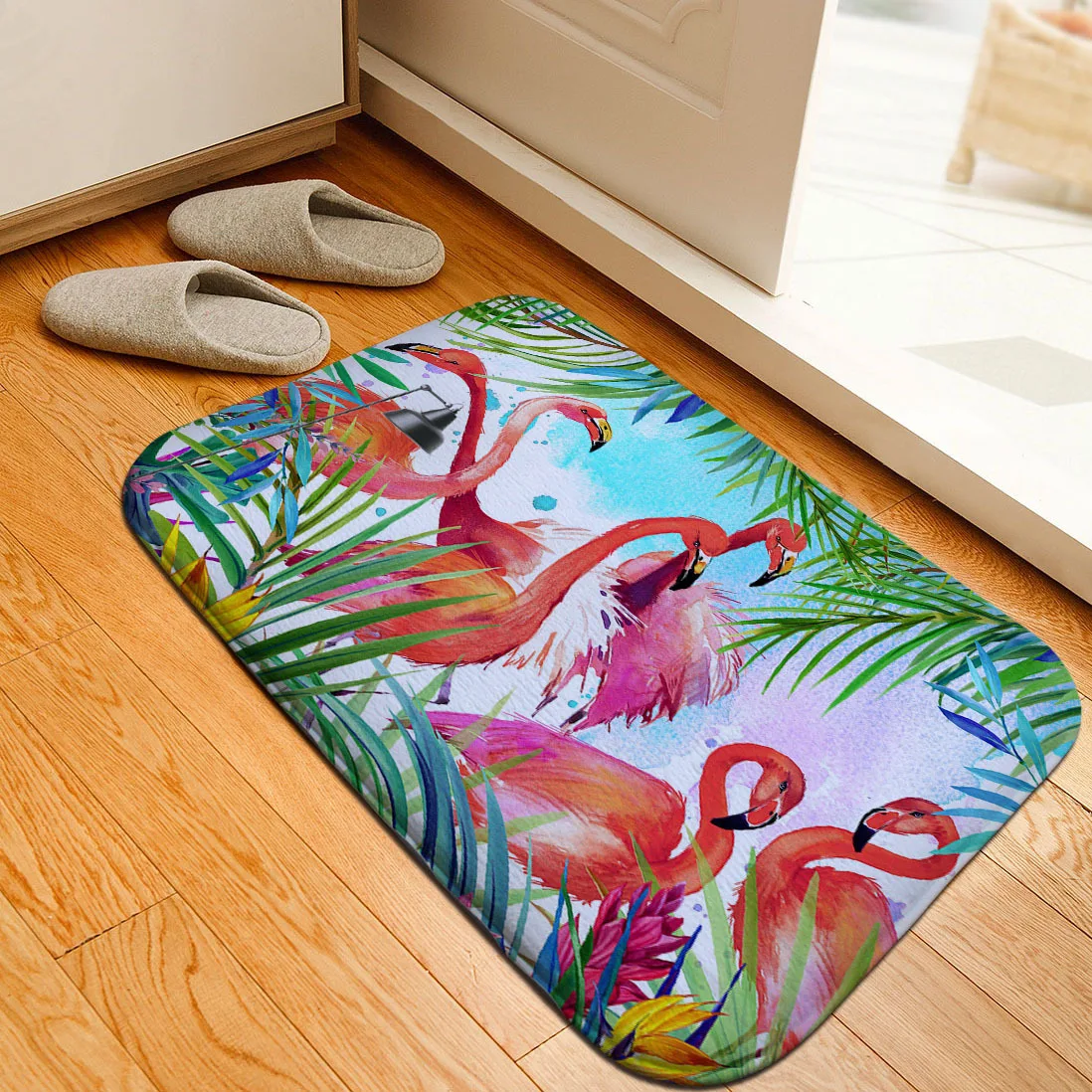 

Ins Flamingo Entrance Mat Non Slip Bathroom Rug Household Kitchen Carpet Hallway Carpet Floor Area Rug