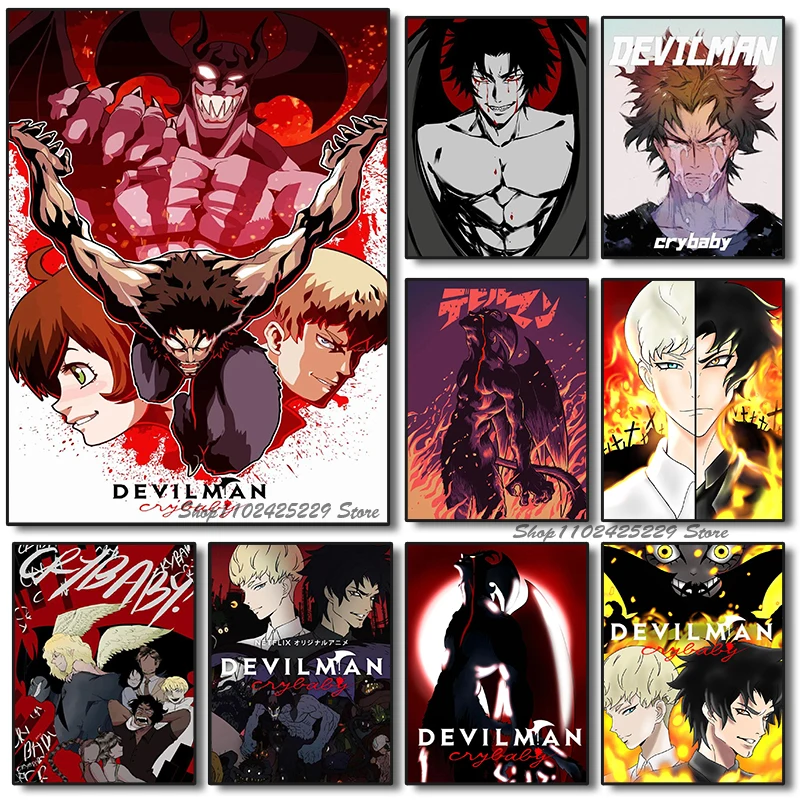 Japanese Classic Animation Devilman Crybaby Poster Canvas Print Painting Wall Art Painting Bar Bedroom Decoration Painting