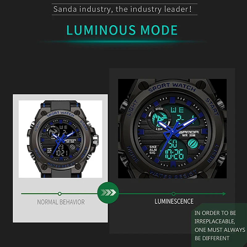 SANDA Military Sport Watch orologi da uomo Army orologi da polso al quarzo impermeabili moda LED orologi da uomo digitali Relogio Masculino