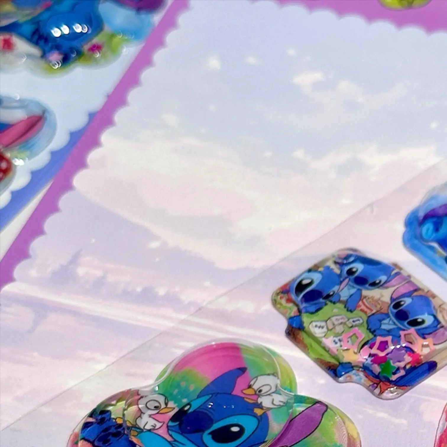 Pegatinas de punto de dibujos animados Kawaii de Disney, pegatinas 3D bonitas para agitar agua, papelería decorativa 3d, regalo, suministros escolares