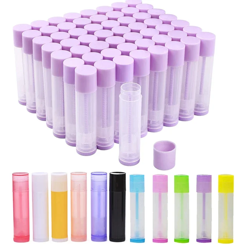 50Pcs 5g/5ml Empty Refillable Twist-up Lip Gloss Balm Lip Balm Tubes Plastic Lipstick Containers For DIY Chapsticks Solid Cream