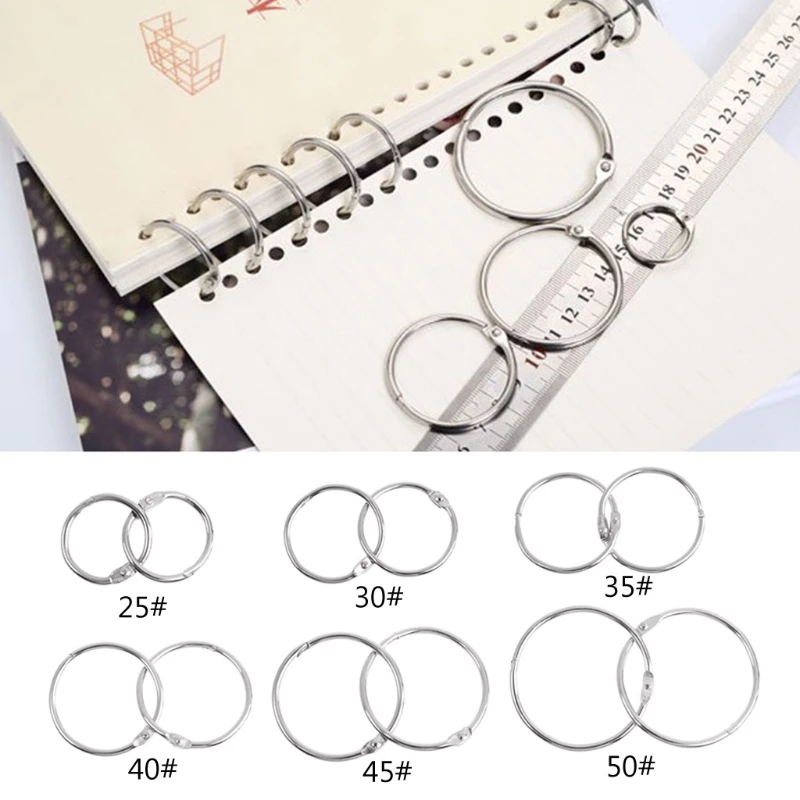 10pcs Metal Binder Ring Loose Leaf Book Binder Hoop Ring Multifunctional Keychain Circle Book Binder Hoop Office Binding Supply