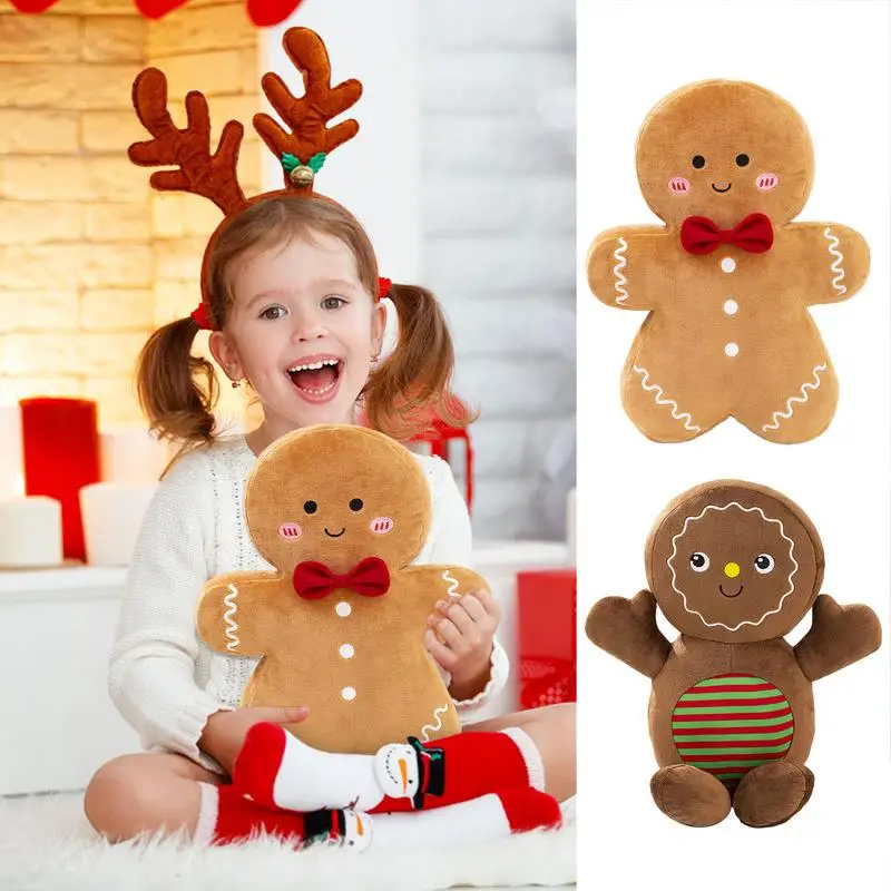 Cute Christmas Tree Decoration Plush Toy Pillow Gingerbread Man Cushion Plush Stuffed Toy Suitable For Family Friends Children