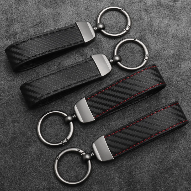 Carbon Faser Leder Zink-legierung Schlüssel Kette Mode Männer Frauen Geschenke Kreative Universal Auto Schlüssel Kette Schlüssel Ring Auto Zubehör – Detail 2