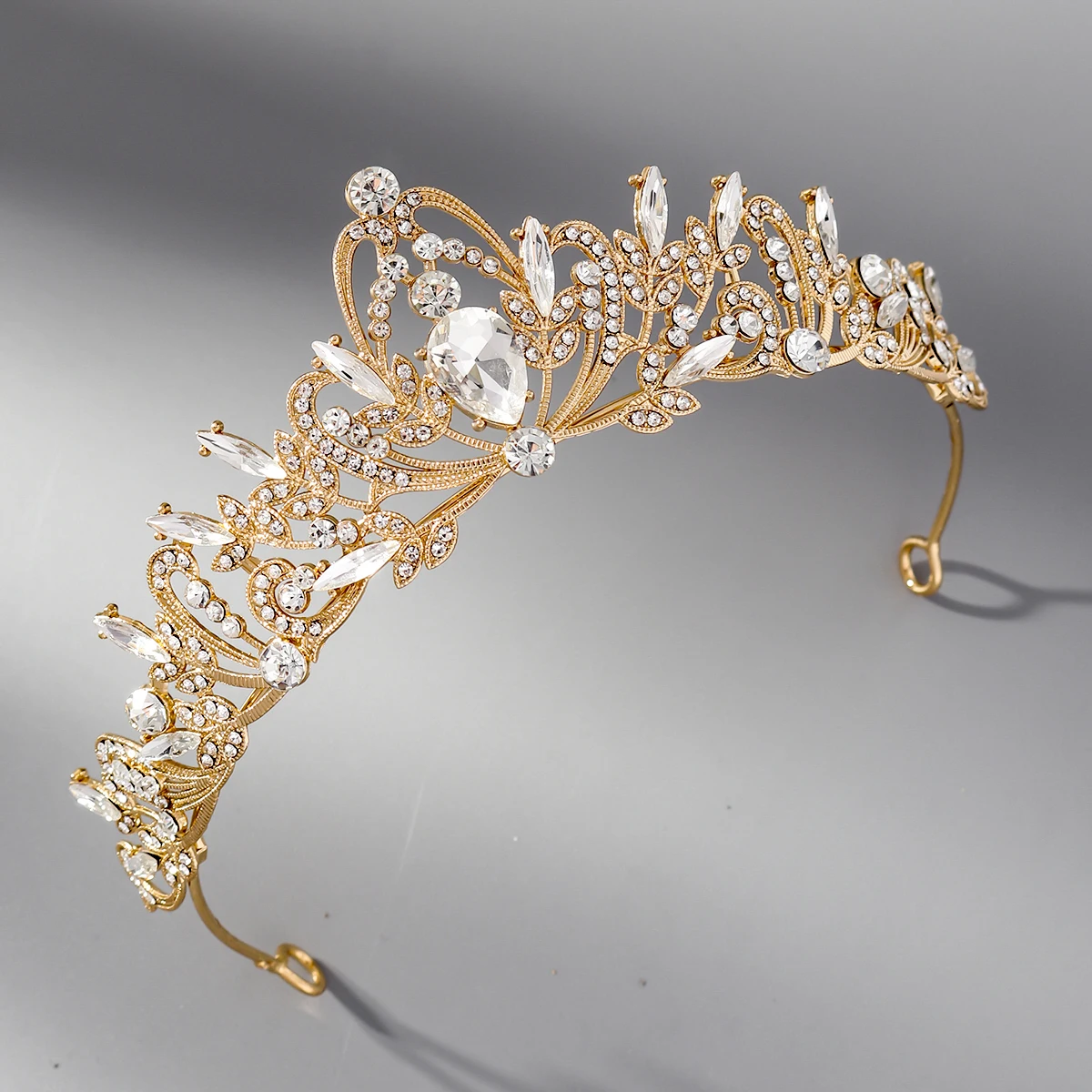 Miallo سبائك ذهبية حجر الراين الأميرة تاج موضة الباروك كريستال عقال إكسسوارات الشعر مجوهرات خوذة الحفلات