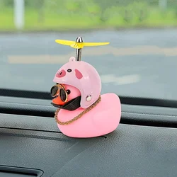 1PC cute little pink duck car ornament with pink pig motorcycle helmet and sunglasses decoration, car decoration, holiday gift