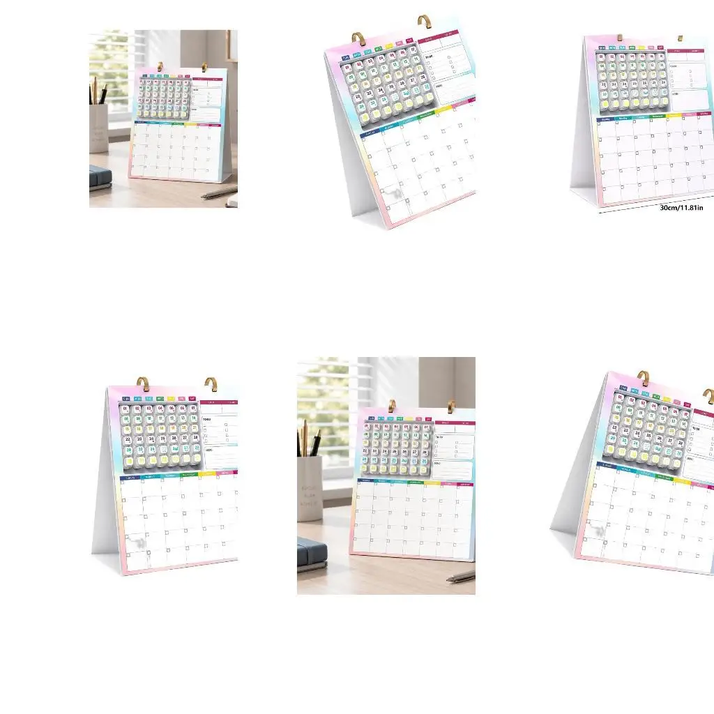 Repeated Use Desk Calendar with Color-Coded Sections for Plans and Schedules D2RC