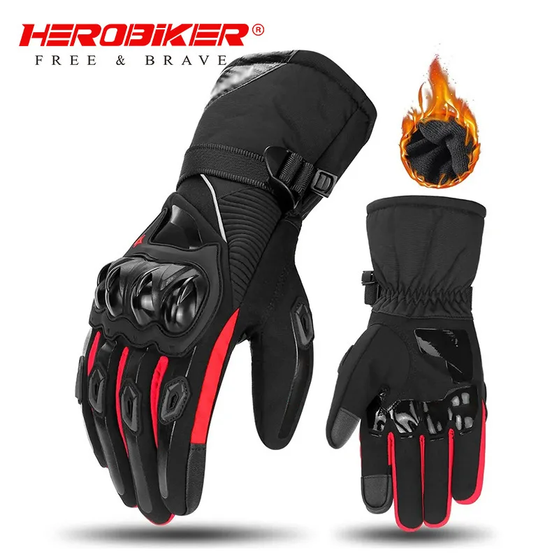 

HEROBIKER Mens Winter Motorcycle Gloves Waterproof Warm Touchscreen Gloves For Motorbike Off Road Outdoor Riding Cold Weather