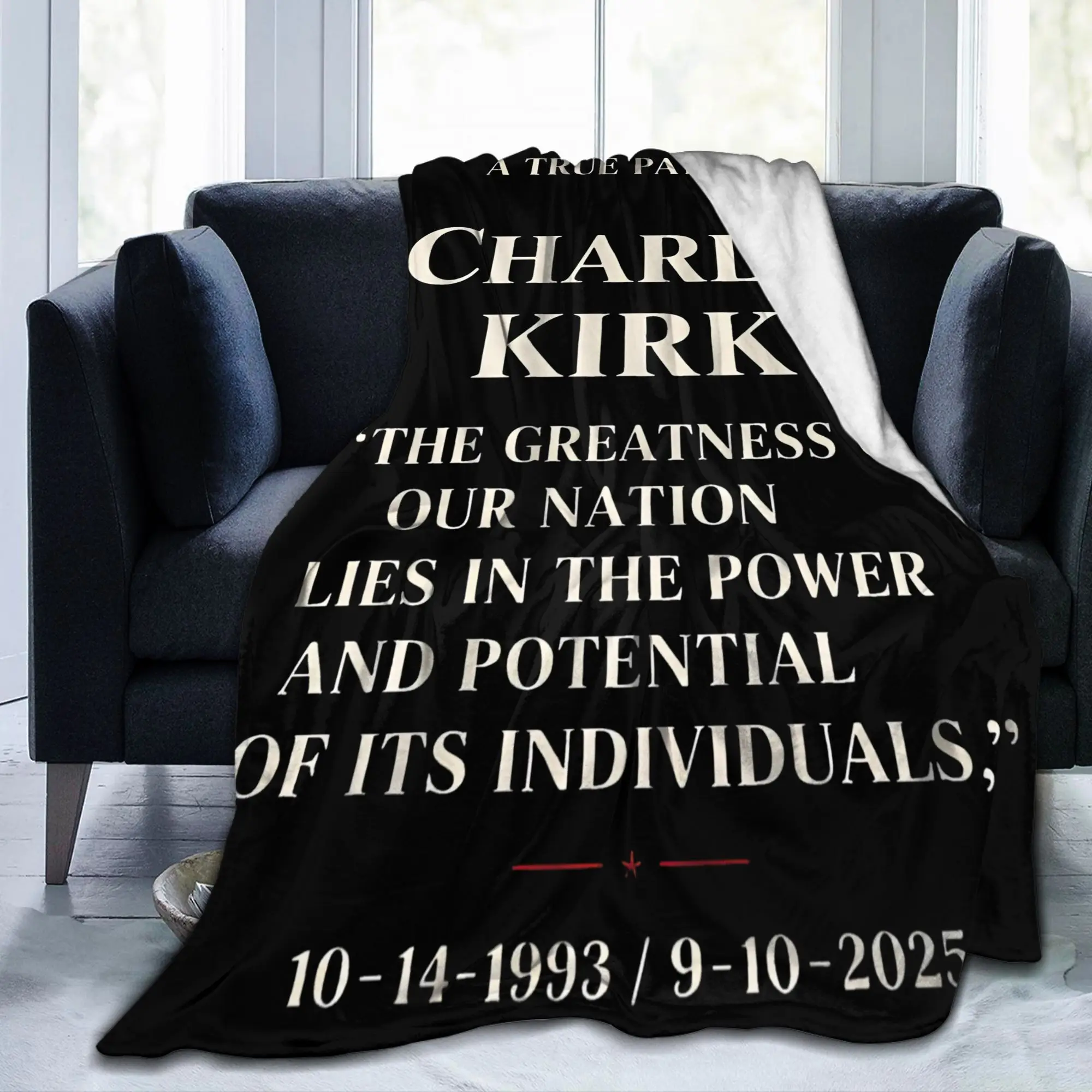 Charlie Kirk A True Patriot RIP Blanket Flannel Spring Autumn Quote Freedom Multi-function Throw Blankets Bedspreads Rug Piece