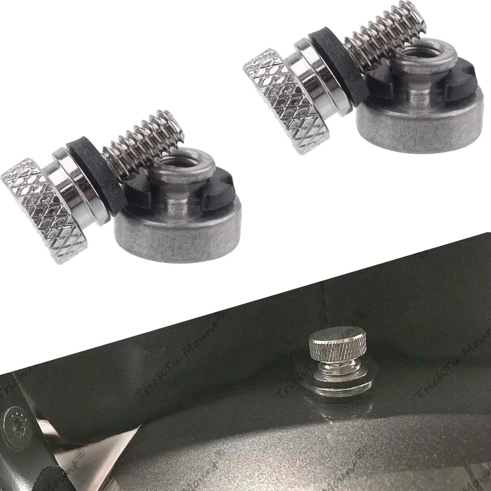 2Piece Rear Seat Mounting Knurled Cut Bolt Nut Motorcycle 1/4" Seat Bolt Fit For Harley 1996-2019 Chrome Knurled Bolt Silver Nut