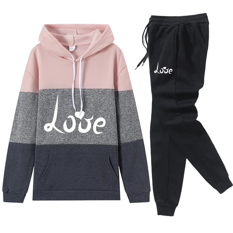 Casual Color Block Hot Sale Quality Women's Tracksuit Spring Hoodies Jogging Daily Two-Piece Matching Set Comfortable Sportswear