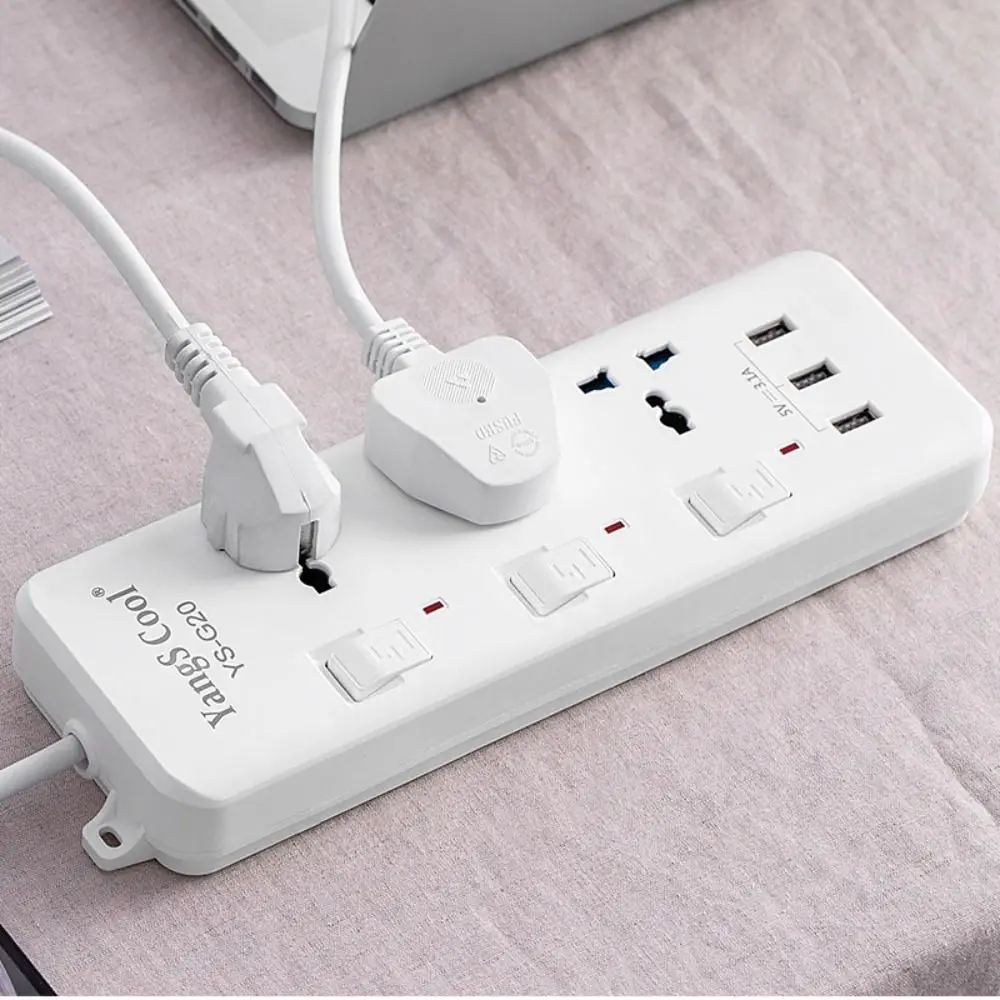 2m Extension Cord Outlet Power Strip UK EU US USB Ports Extended Usb Socket Independent Switch Power Button Safe