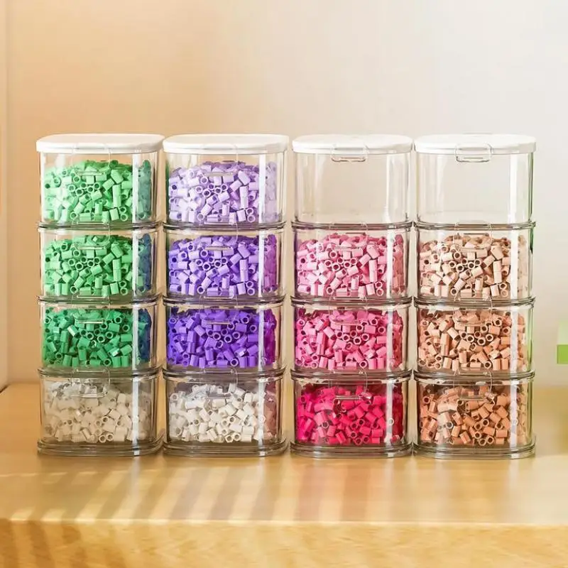 Large Capacity Stackable Fuse Beads Storage Box With Lid Dust-proof Transparent Perler Bead Picking Box Small Item Storage Box