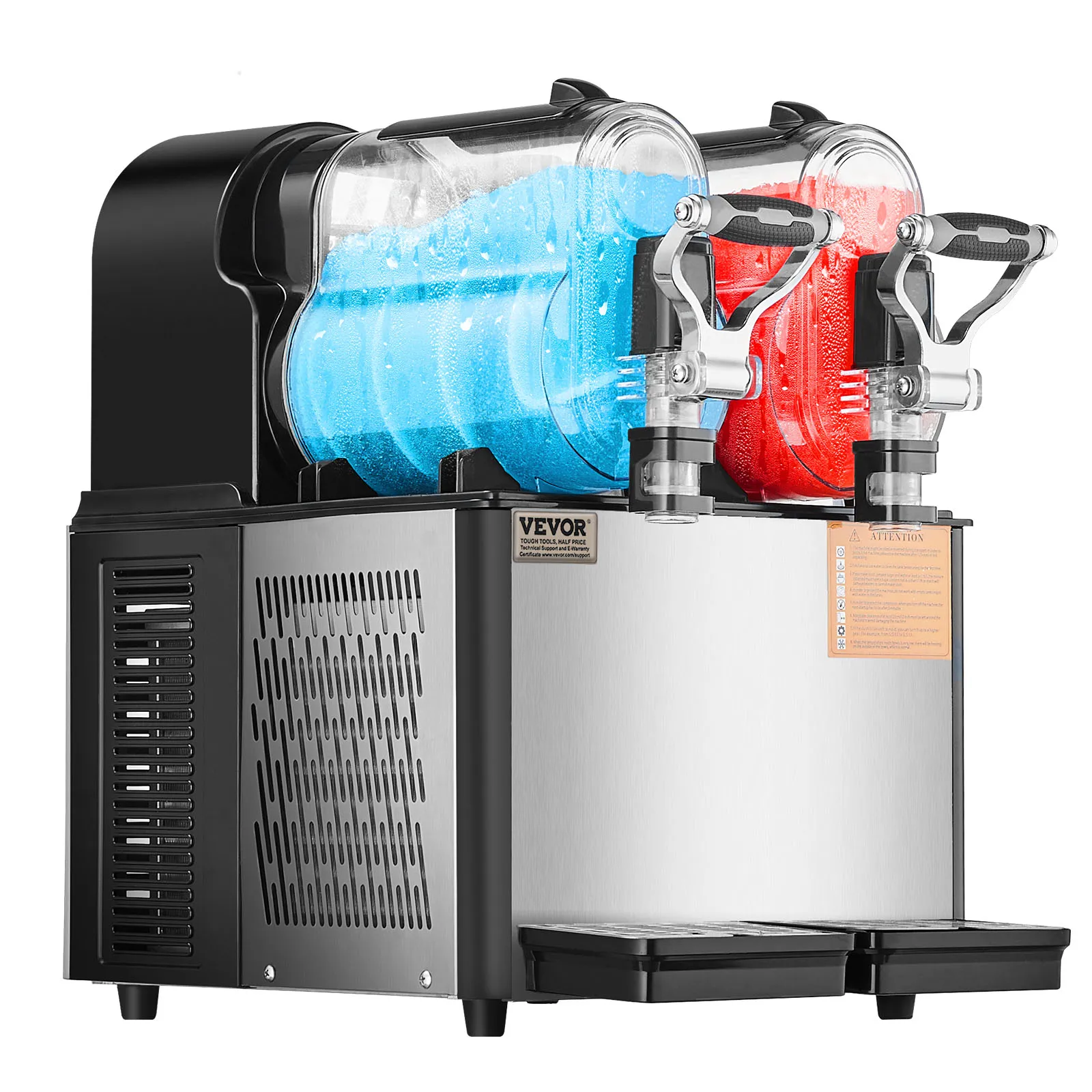 SucceBuy Commercial Slushy Machine 1x3L 2x3L Tank Frozen Drink Machine 24 Cups Stainless Steel Margarita Smoothie Frozen Drink