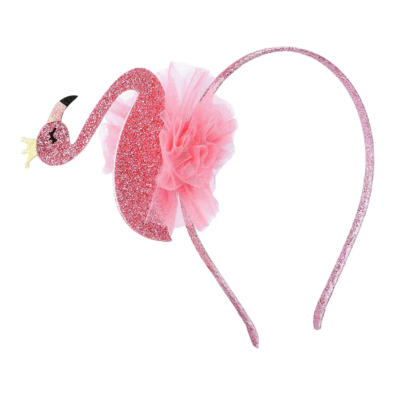 Flamingo Head Hoop Decorative Headwear Hairband Headpiece Headdress Pink Headband for Girls Kids Halloween Fancy Dress Cosplay