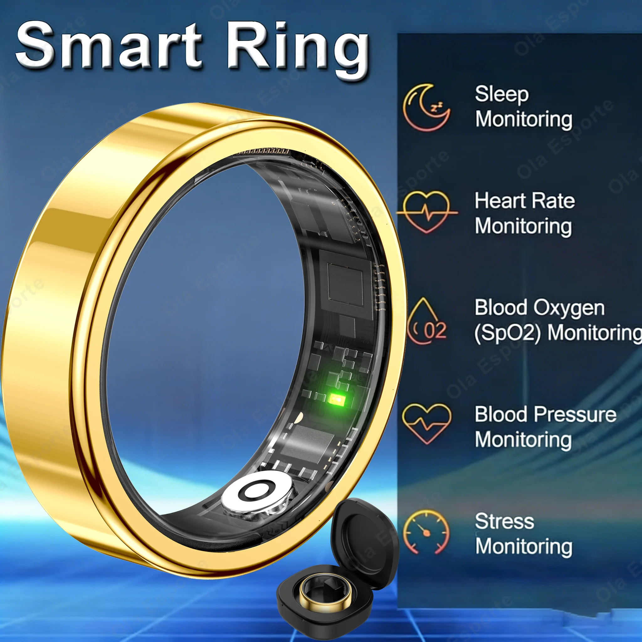 

Умное кольцо 2025: Мониторинг давления, пульса и сна, водонепроницаемость IP68 и 5ATM, мультиспортивный режим. Смарт-кольцо для мужчин и женщин.