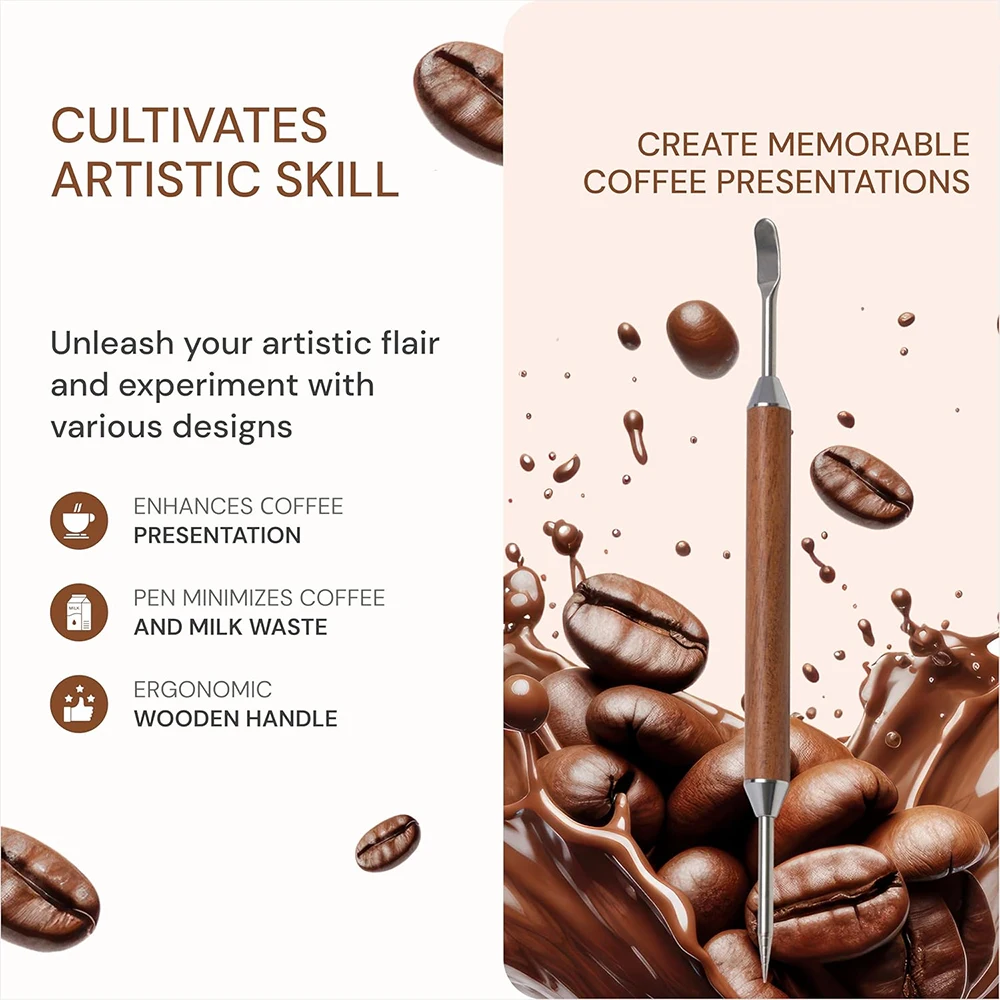 LMETJMA Coffee Latte Art Pen Stainless Steel Spice Cappuccino Pull Needle Latte Coffee Decorative Art Pen Coffe Spice Pen JT291
